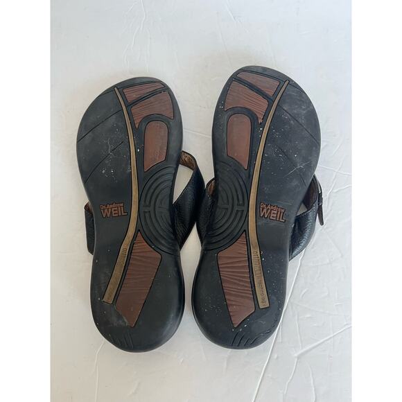 Dr Andrew Weil Women’s Restore Black Leather Thong Flip Flop Sandals Size 9 - Picture 8 of 9